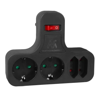 Maclean MCE224 G 4-Way Multi-Plug Adapter with Switch, Black