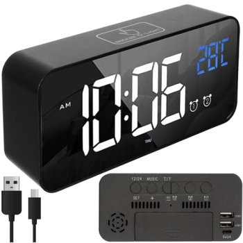 Izoxis 24736 Digital LED Alarm Clock with Snooze & Temperature, Black