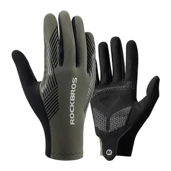 Rockbros 16110006003 Shock-Absorbing Cycling Gloves, Size L - Black and Green