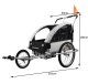 Kruzzel 25372 Shock-Absorbing 3in1 Double Kids Bike Trailer, Grey