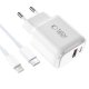 Tech-Protect NCA20 PD 20W QC3.0 USB-A / USB-C Wall Charger + USB-C / Lightning Cable 100cm - White
