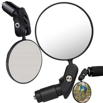 Bicycle Rearview Mirror, Handlebar Mount, Convex, 360°, Black