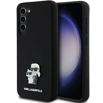 Karl Lagerfeld Samsung Galaxy S24+ Case Silicone Karl&Choupette Metal Pin, Black