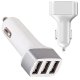 Auto lādētājs ar 3x USB portiem (1.1A, 2.1A, 3.1A), balts/sudraba
