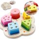 Wooden Shape Sorter and Stacking Toy for Toddlers Mwz-0237