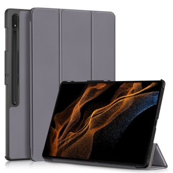 Samsung Galaxy Tab S9 Ultra (SM-X910, SM-X916B) Tri-fold Stand Design Leather Case Cover, Grey