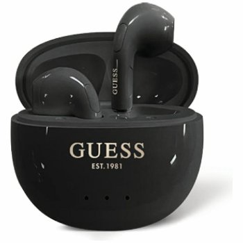Guess Glossy Effect Egg Shape Printed Classic Logo TWS headphones - black