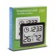 GreenBlue GB384B Termometrs un higrometrs ar pulksteni, Melns