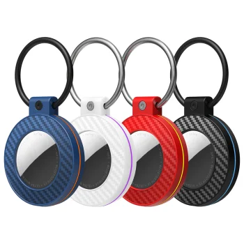 Hurtel WAT-87 Apple AirTag Keychain Case Set with Carbon Fiber Pattern, 4 pcs - Multicolor