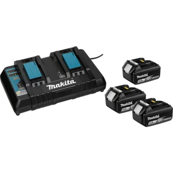 Makita 198458-6 Power Source Kit 3x 18V 5Ah Batteries & Dual Charger