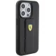 Ferrari iPhone 15 Pro Case Grip Stand Metal Logo, Black