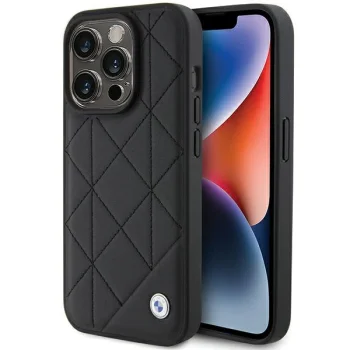 BMW iPhone 15 Pro Max Case Leather Quilted, Black