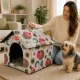 Collapsible Pet House Bed for Dogs and Cats Size L, Owl Pattern