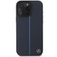 Mercedes iPhone 16 Pro Max Case Blue Line Leather MagSafe, Navy Blue