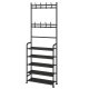 Metal Coat Rack Stand with 4-Tier Shoe Storage and 8 Hooks