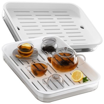 Dish Drainer Tray 2-Tier Draining Board for Kitchen Counter Fruits and Vegetables