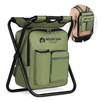 Mountain Goat 2-in-1 Folding Camping Chair with Backpack, Olive