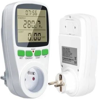 White Plug-In Power Meter with LED Backlight 3680W