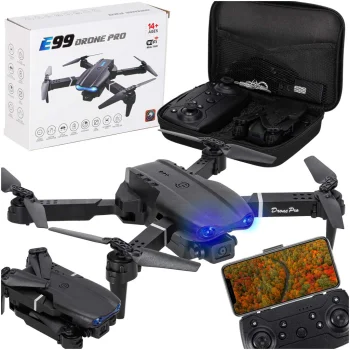 RC Drone E99 Pro with Dual 720P Camera and Case, Graphite