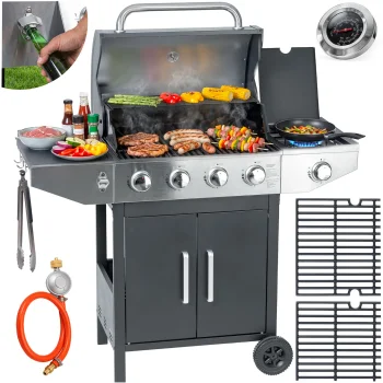 Berdsen Bd-897 Gas Grill with Cast Iron Grate and Lid, 4+1 Burners