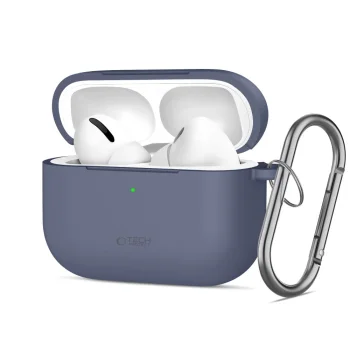 Dėklas ausinėms Tech-Protect Silicone Hook skirtas AirPods Pro su karabinu, mėlynas