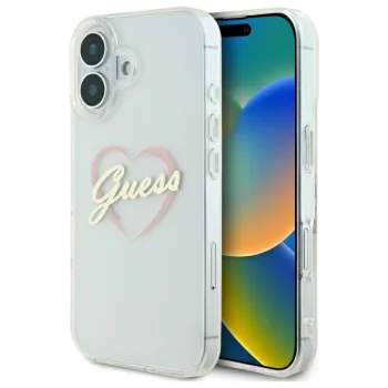 Guess iPhone 16 Case IML Heart, Transparent