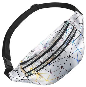 Waterproof waist bag with adjustable strap, silver