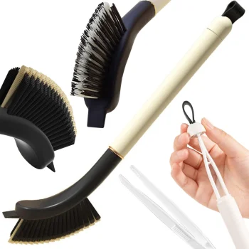 2-in-1 Crevice Cleaning Brush with Scraper and Tweezers, 29 cm