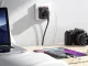 Universalus kelioninis adapteris su 2 USB jungtimis, juodas