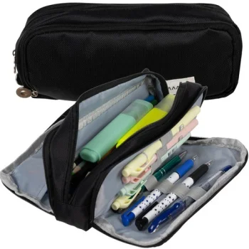 Maaleo 3-Compartment Pencil Case, Black
