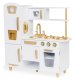 Large wooden play kitchen for children with fridge and phone, ECOTOYS, white-gold