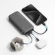 Cuktech 20000mAh Powerbank with Built-in USB-C Cable, Gray