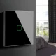 Maclean MCE701B Touch Light Switch, Single Gang, Tempered Glass, 86x86 mm, Black
