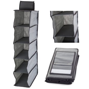 Подвесной органайзер для шкафа с 5 полками 70 см, серый