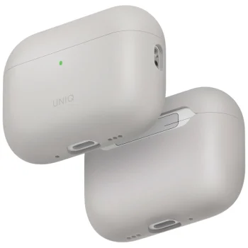 Apsauginis dėklas ausinėms Uniq Lino Silicone AirPods Pro, smėlio spalvos