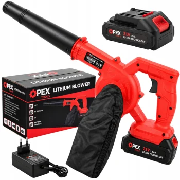 Cordless Leaf Blower OPEX TOOLS OPX28022 21V 150W with 2 Batteries and Collection Bag