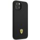Чехол Ferrari для iPhone 14 Silicone Metal Logo, черный