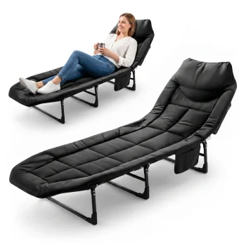 Mountain Goat Folding Camping Chair Sun Lounger, Black