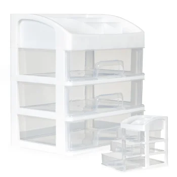 ModernHome Makeup Organizer with Drawers and Compartments, White