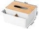 Tissue Box with Organizer and Bamboo Lid