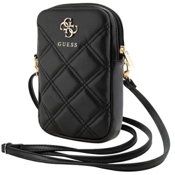 Guess Zip Quilted 4G Phone Bag, Black