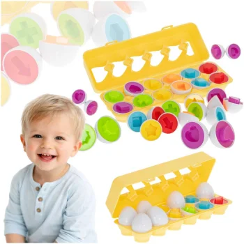 Kids Toddler Educational Toy Color Shape Sorter Matching Egg Set Puzzle, 12 pcs