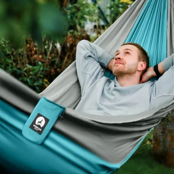 Mountain Goat Single Camping Hammock 270x140 cm, Grey/Turquoise