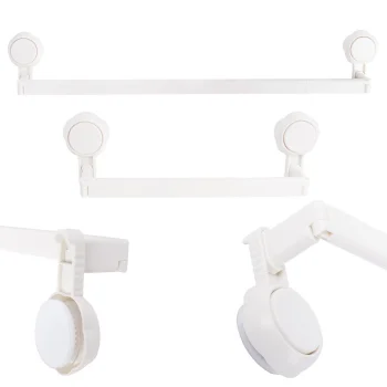 Adjustable Wall-Mounted Towel Rack with Suction Cups, White