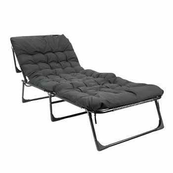 Folding Camping Cot with Pillow, Adjustable Outdoor Lounger, Grey