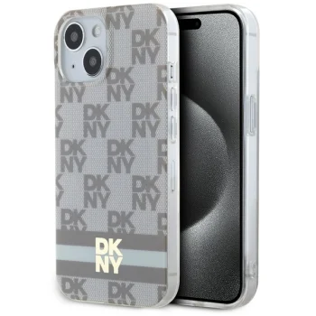 DKNY iPhone 15 Case IML Checkered Mono Pattern MagSafe, Beige