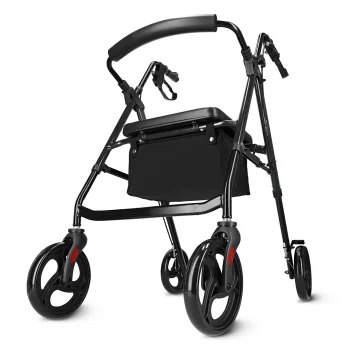 Four-Wheel Rollator Walker with Seat and Bag 4FIZJO, Black
