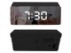 Multifunctional LED alarm clock with thermometer, mirror and date display, black