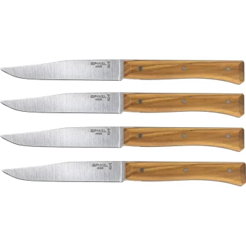 Opinel Facette Table Knife Set, 4 Pieces, Olive Wood