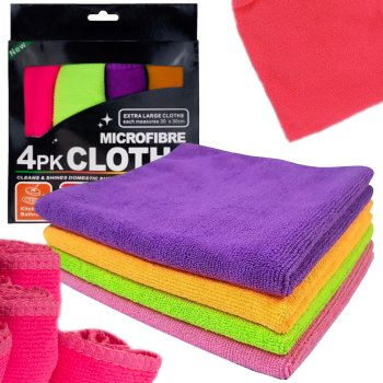 Microfiber cleaning cloth set for windows and surfaces, 4 pcs